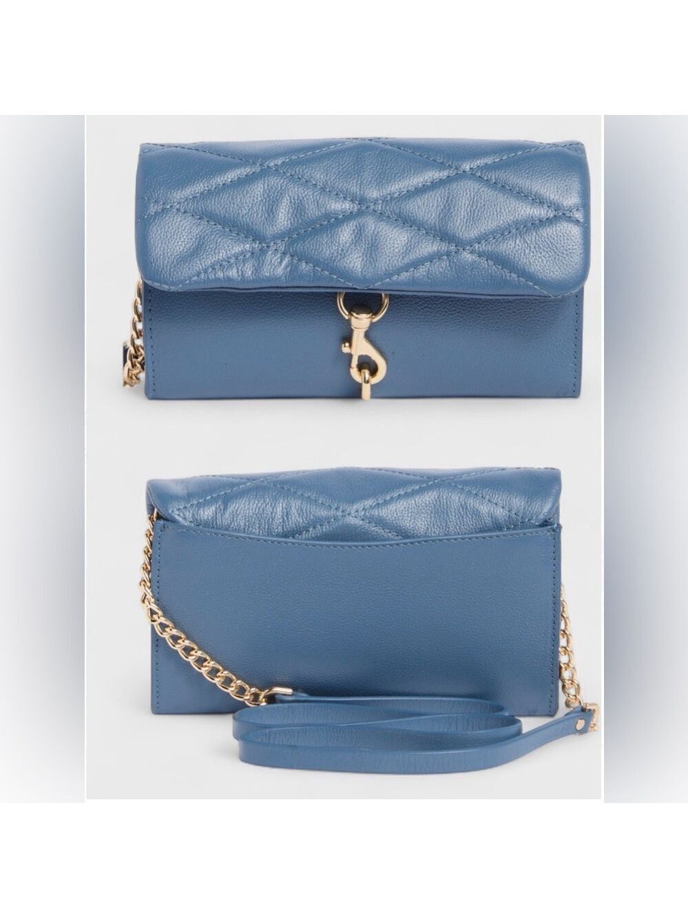 Rebecca Minkoff Edie Wallet on Chain Crossbody Blue Slate NWT - Picture 5 of 13